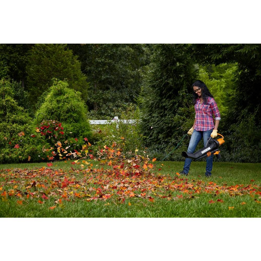 Worx 210 MPH 350 CFM Electric 12 Amp Leaf Blower/Mulcher/Vac with Metal Impeller - Super Arbor