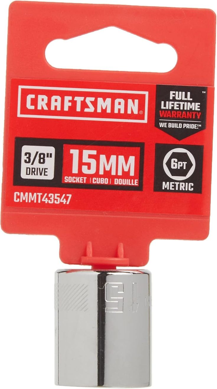 Craftsman 15mm Metric 6-Point Shallow Socket, 3/8-inch Drive