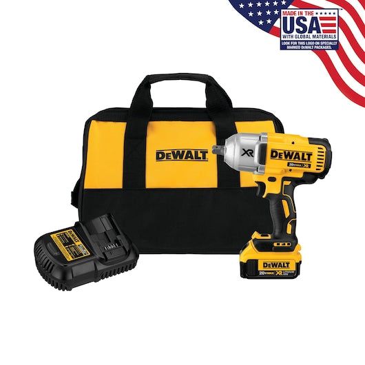 20-Volt MAX XR Cordless Brushless High Torque 1/2 in. Impact Wrench w/ Detent Pin Anvil,Battery 4.0Ah,Charger & Tool Bag