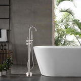 46 in. H x 11 in. W Single Handle Claw Foot Tub Faucet with Hand Shower in Brushed Nickel