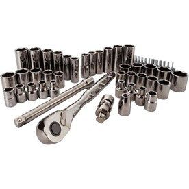 CRAFTSMAN 51-Piece Standard (SAE) and Metric Gunmetal Chrome Mechanics Tool Set