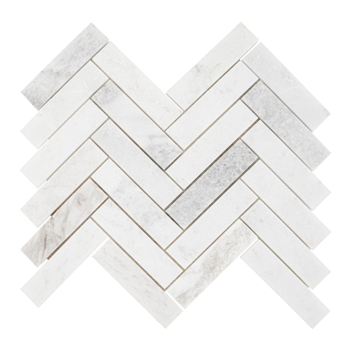 American Olean Genuine Stone White Ember 11-in x 12-in Honed Marble Herringbone Floor and Wall Mosaic Tile (0.67-sq ft per Piece)