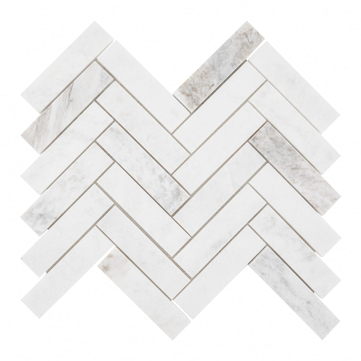 American Olean Genuine Stone White Ember 11-in x 12-in Honed Marble Herringbone Floor and Wall Mosaic Tile (0.67-sq ft per Piece)