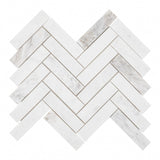 American Olean Genuine Stone White Ember 11-in x 12-in Honed Marble Herringbone Floor and Wall Mosaic Tile (0.67-sq ft per Piece)
