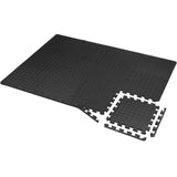 Yes4All Interlocking Exercise Foam Mats with Border, 12 Sq Ft, Black