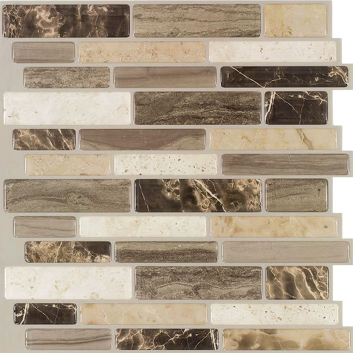 Peel&Stick Mosaics Verona Beige 10-in x 10-in Glossy Composite Linear Peel and stick Mosaic Wall Tile product image