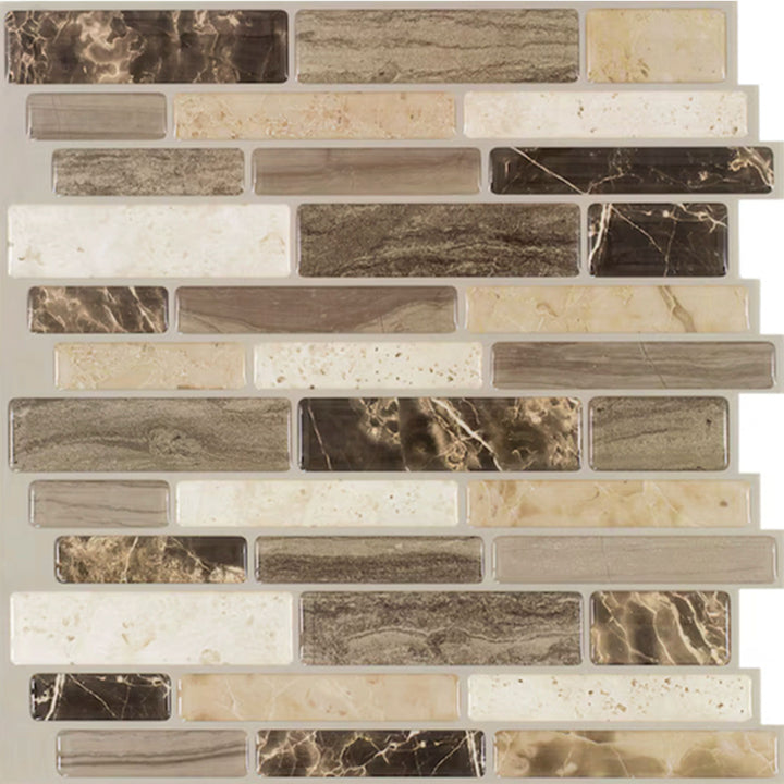 Peel&Stick Mosaics Verona Beige 10-in x 10-in Glossy Composite Linear Peel and stick Mosaic Wall Tile product image
