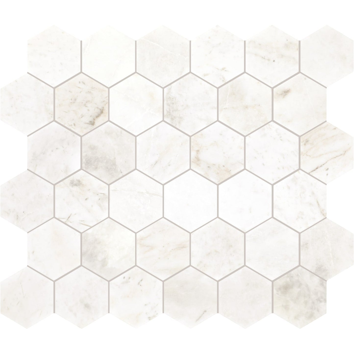 Daltile GENUINE STONE White Ember 11-in x 13-in Honed Natural stone Marble Marble look Hexagon Mosaic Floor and Wall Tile product image