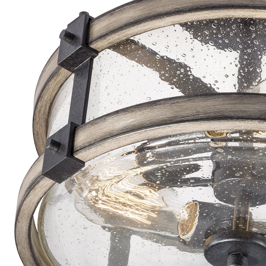 Kichler Barrington 14-in Distressed Black and Wood Tone Rustic Incandescent Semi-flush Mount Light - Super Arbor