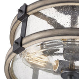 Kichler Barrington 14-in Distressed Black and Wood Tone Rustic Incandescent Semi-flush Mount Light - Super Arbor