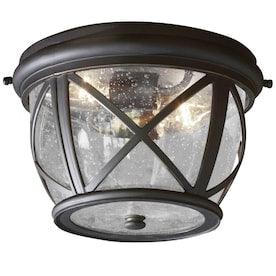 allen + roth Castine 10.9-in W Rubbed Bronze Outdoor Flush Mount Light - Hardwarestore Delivery