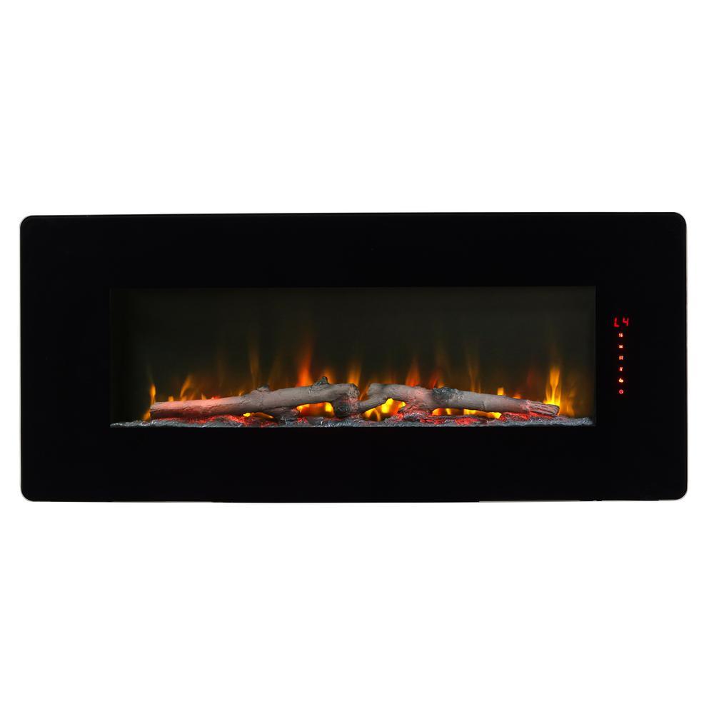 Winslow 42 in. Wall-Mount/Tabletop Linear Electric Fireplace in Black - Super Arbor
