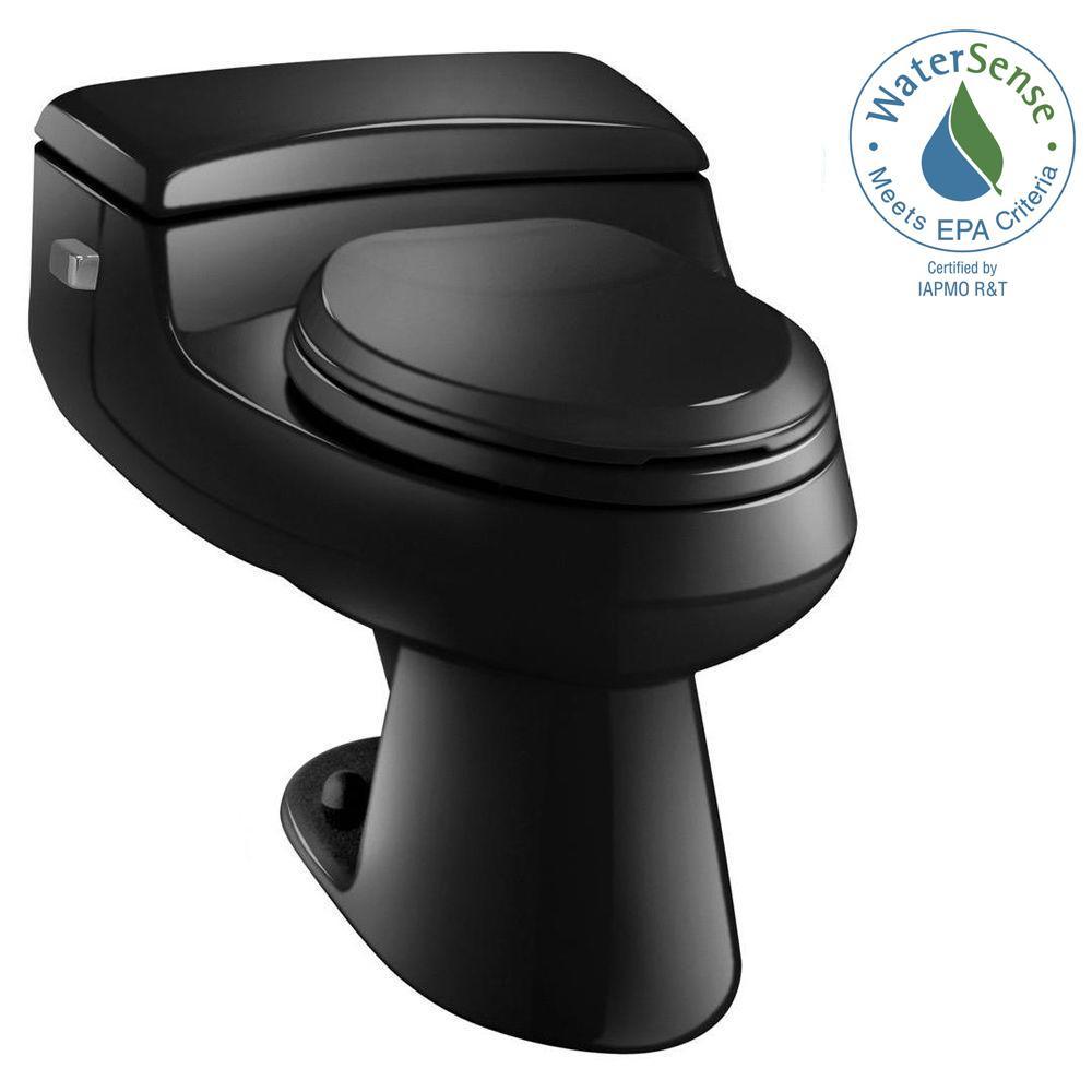 San Raphael Comfort Height 1-piece 1 GPF Single Flush Elongated Toilet in Black, Seat Included - Super Arbor