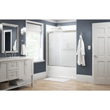 Simplicity 60 in. x 58-1/8 in. Semi-Frameless Traditional Sliding Bathtub Door in Nickel with Tranquility Glass - Super Arbor