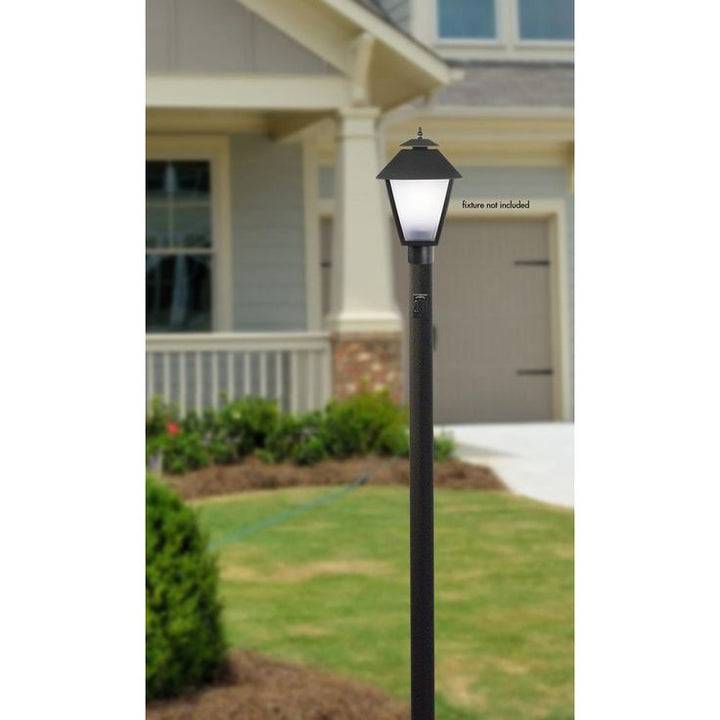 7 ft. Black Outdoor Direct Burial Lamp Post with Convenience Outlet and Dusk to Dawn Photo Sensor fits 3 in. Post Top