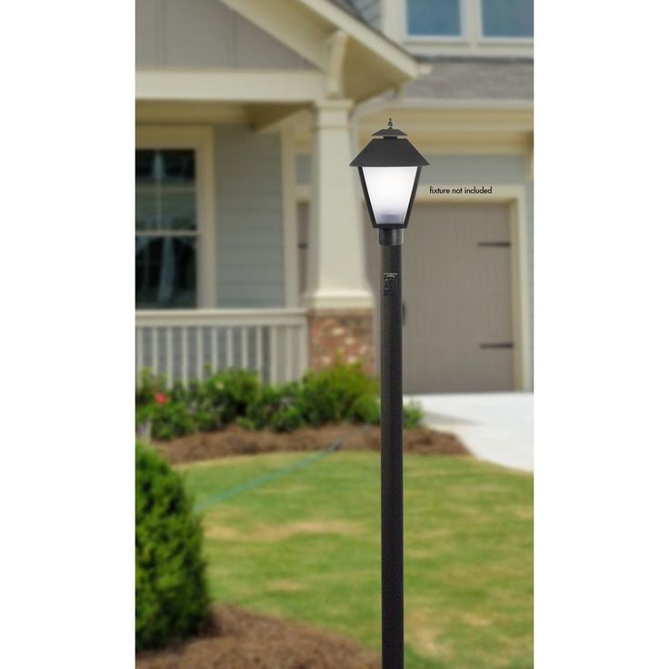 7 ft. Black Outdoor Direct Burial Lamp Post with Convenience Outlet fits 3 in. Post Top Fixtures