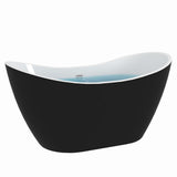 59 in. Acrylic Flat Bottom Stand Alon Flatbottom Freestanding Bathtub in Black - Super Arbor
