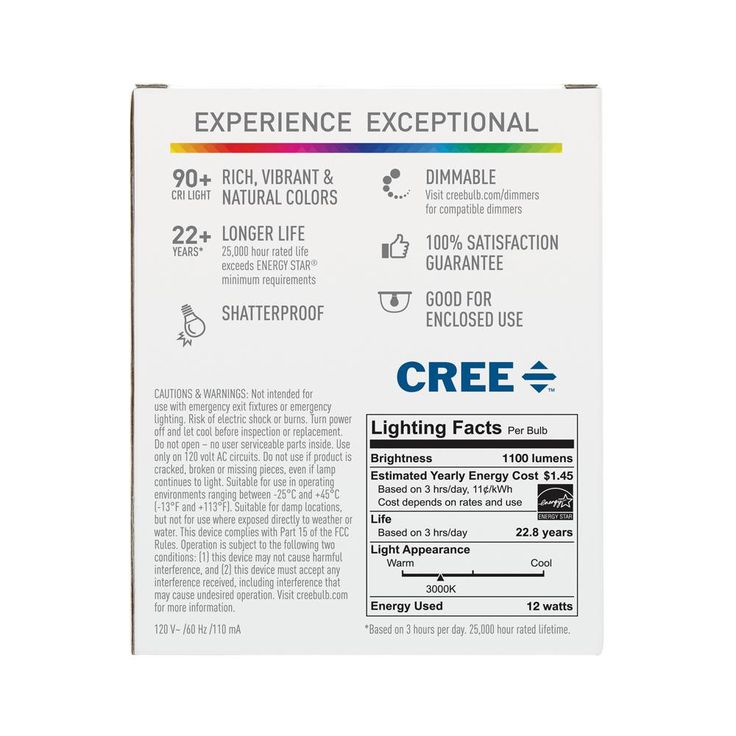 Cree 75W Equivalent Bright White (3000K) A19 Dimmable Exceptional Light Quality LED Light Bulb