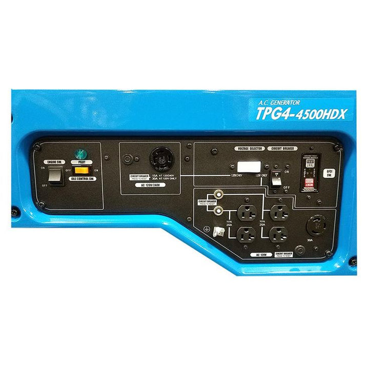 TSURUMI PUMP 3,600 Watt Gasoline Powered Portable Blue Generator with GFCI Protection and Honda GX240 Engine
