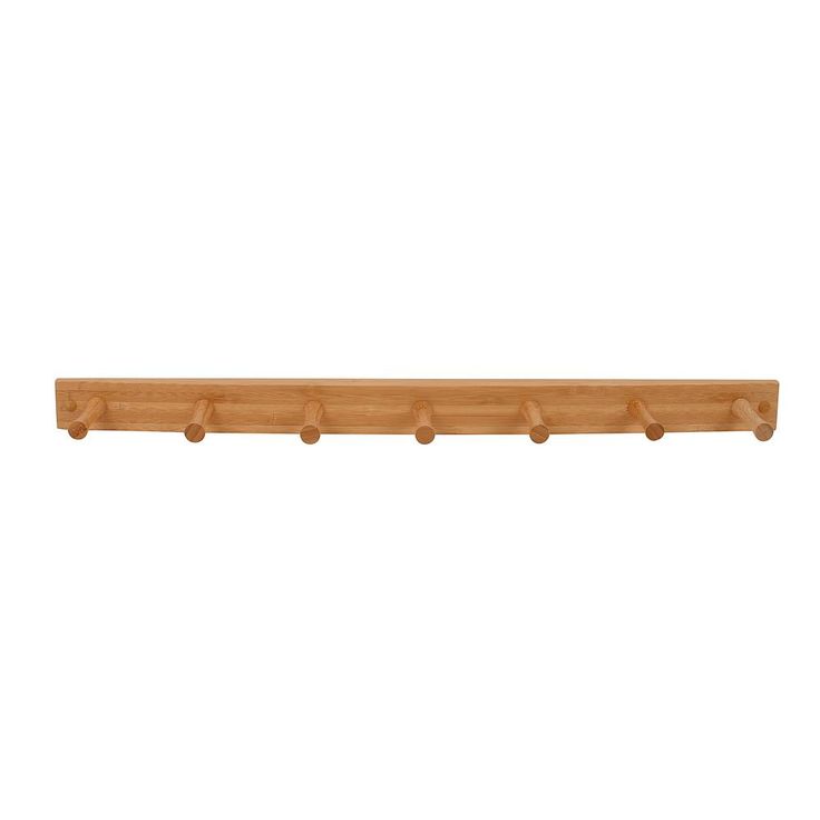 24 in. L Decorative Bamboo 7-Peg Wall Mount Wood Rack