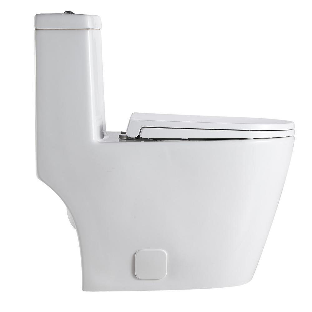 Double Flush Toilet Fashion White Round Toilet One Piece White 1 Piece 0.8/1.28 GPF White Double Flush Toilet - Super Arbor