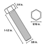3/8 in.-16 tpi x 1-1/2 in. Zinc-Plated Hex Bolt - Super Arbor