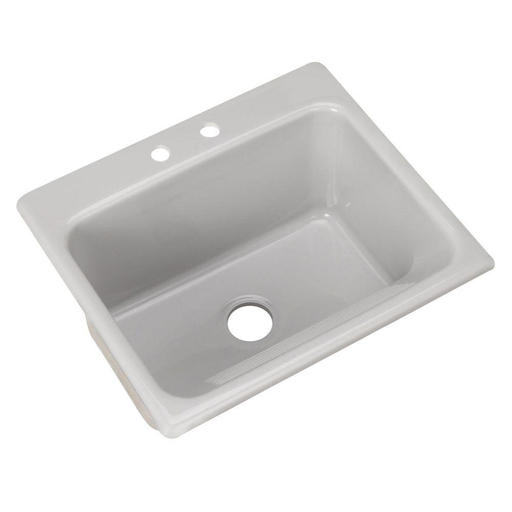 Kensington Drop-In Acrylic 25 in. 2-Hole Single Bowl Utility Sink in White - Super Arbor