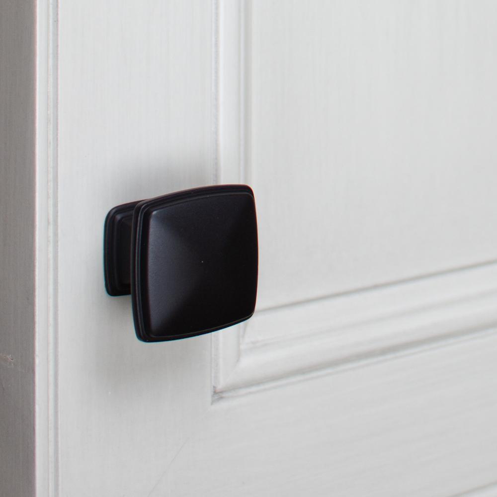 1-1/4 in. Matte Black Square Deco Cabinet Knobs (10-Pack) - Super Arbor