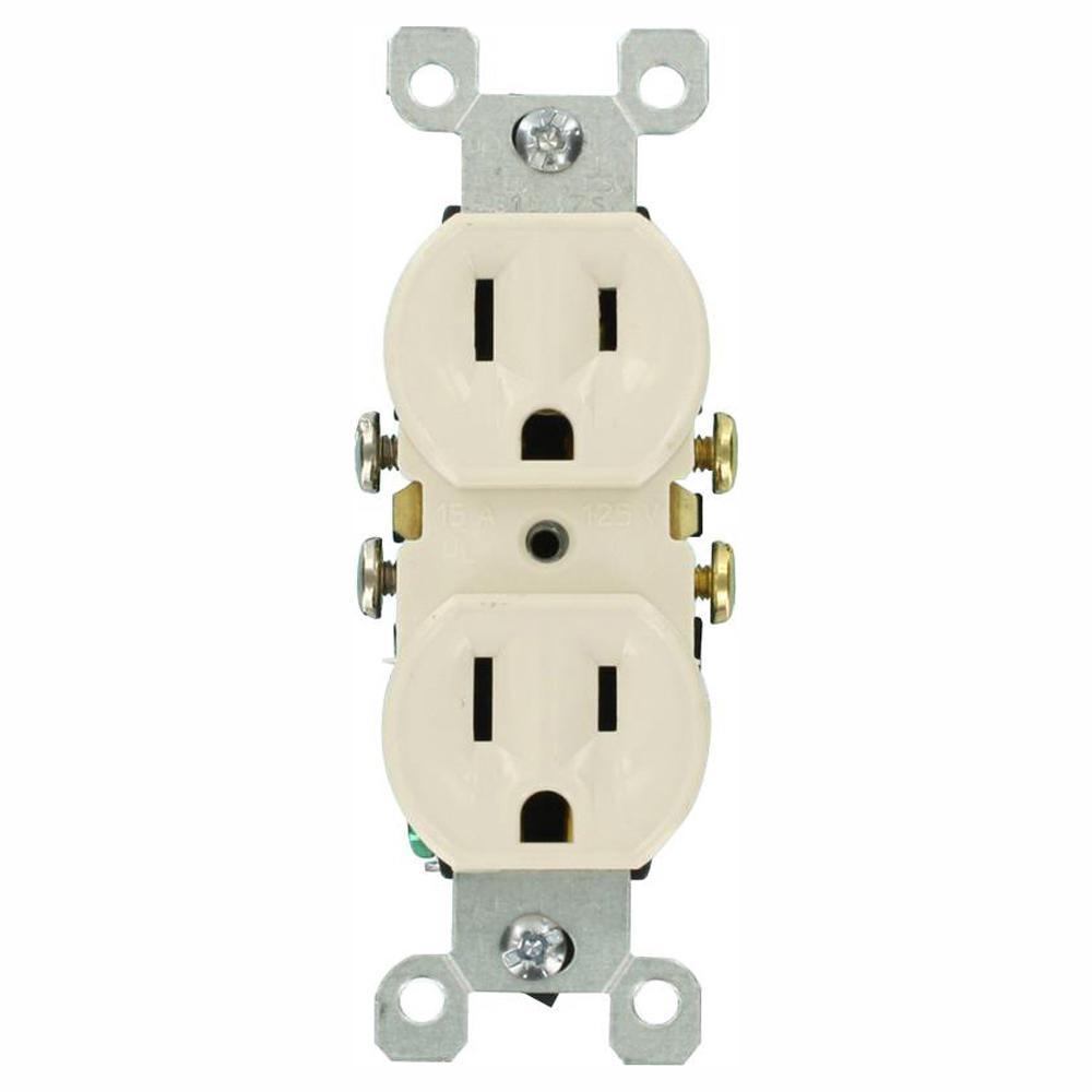 15 Amp Residential Grade Grounding Duplex Outlet, White (10-Pack) - Super Arbor