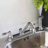 Project Source Brice Chrome 2-Handle Deck-Mount Low-Arc Kitchen Faucet with Side Sprayer and Deck Plate