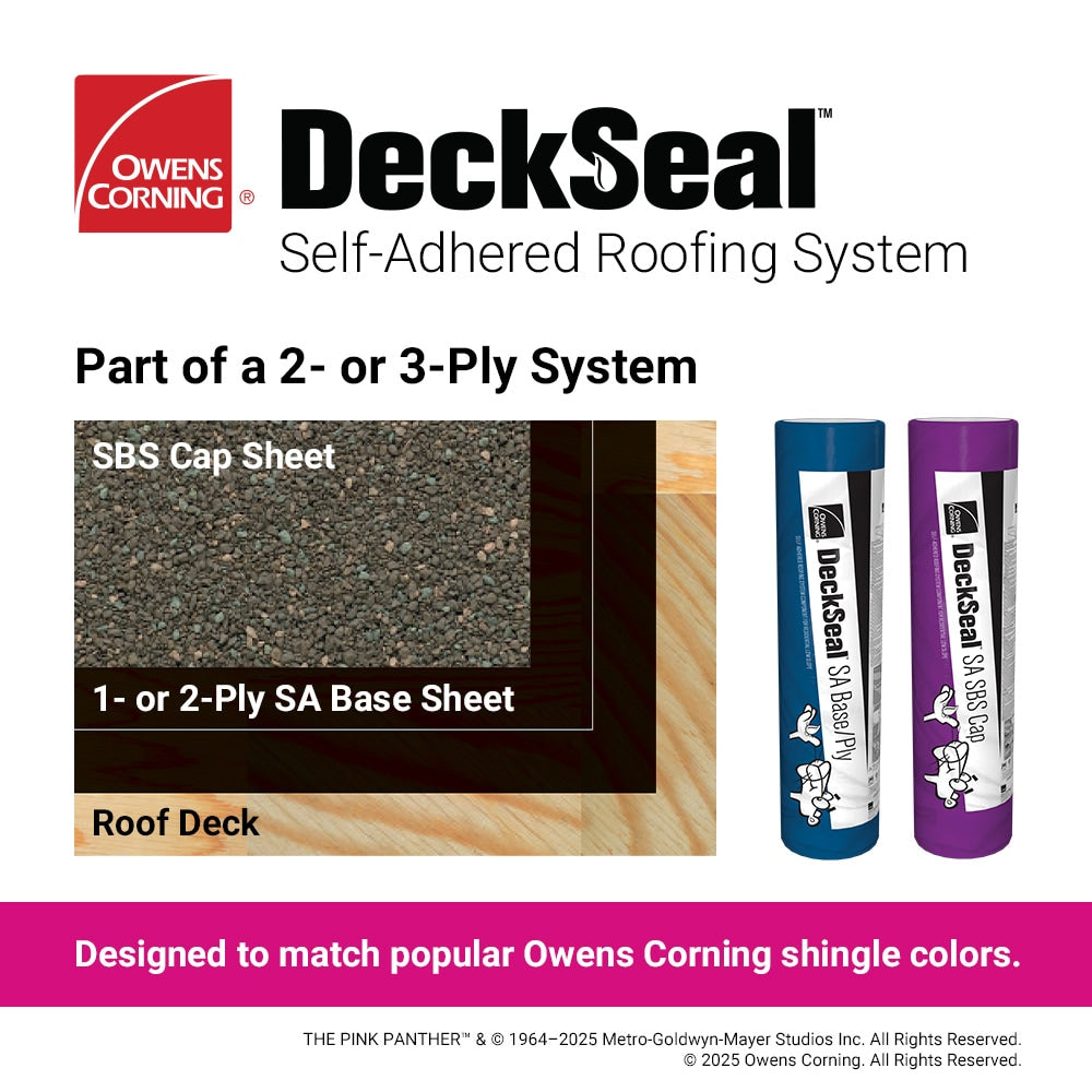 Owens Corning DeckSeal SA SBS Cap Roll Roofing, Shasta White, 39.375-ft W x 32.833-ft L, 100-sq ft Coverage