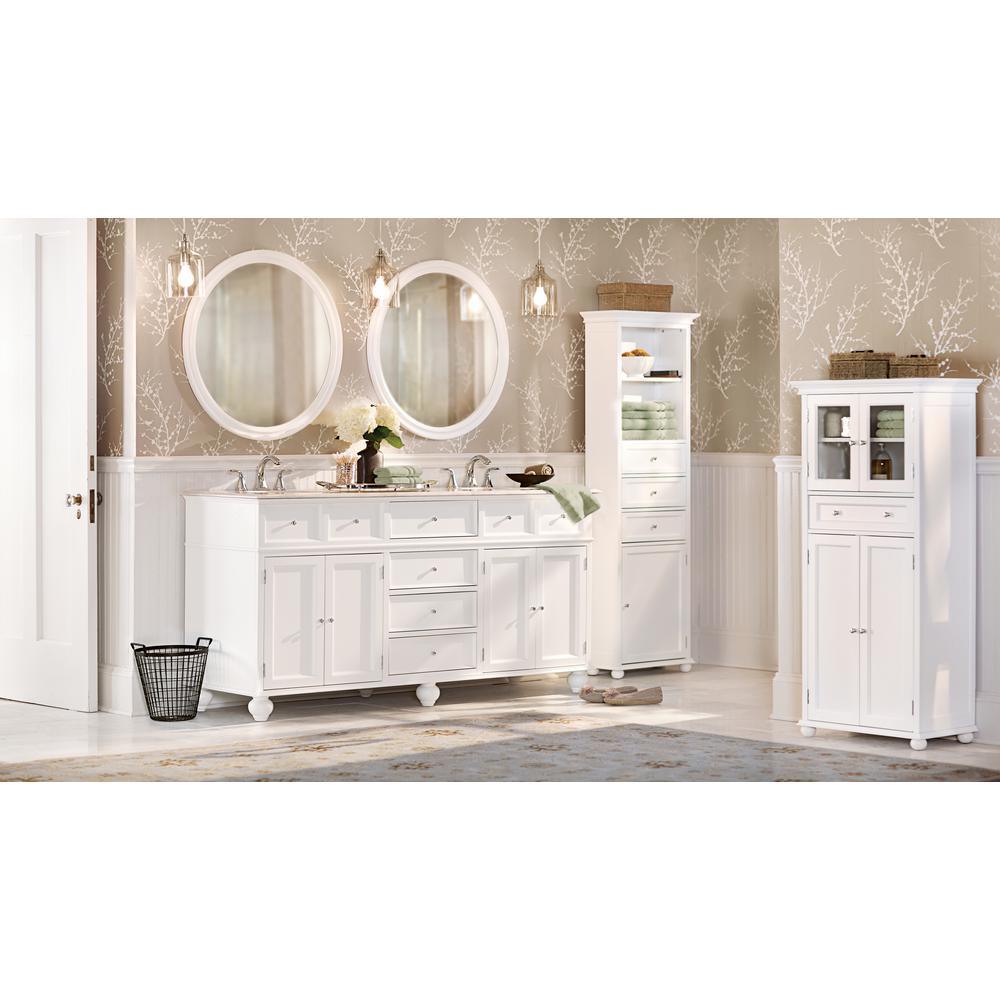 Hampton Harbor 22 in. W x 10 in. D x 67-1/2 in. H Linen Cabinet in White - Super Arbor
