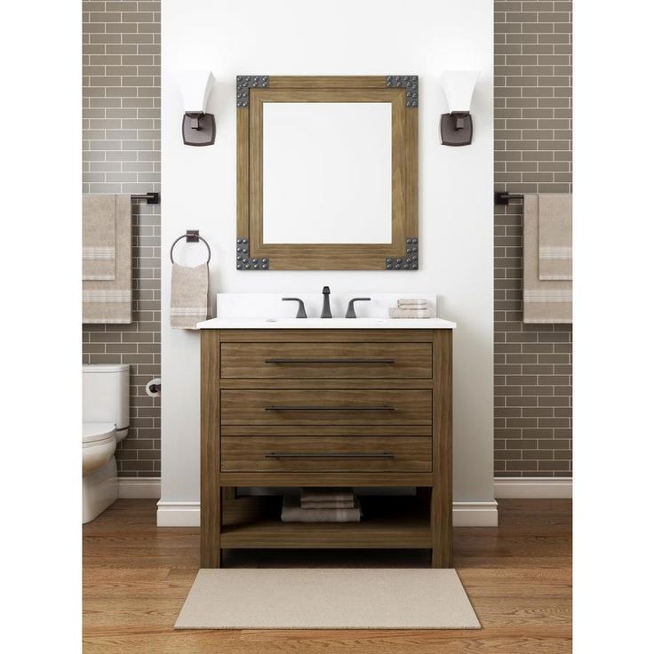 Scott Living Roveland 36-in Dark Gray Single Sink Bathroom Vanity with Natural Carrara Marble Top