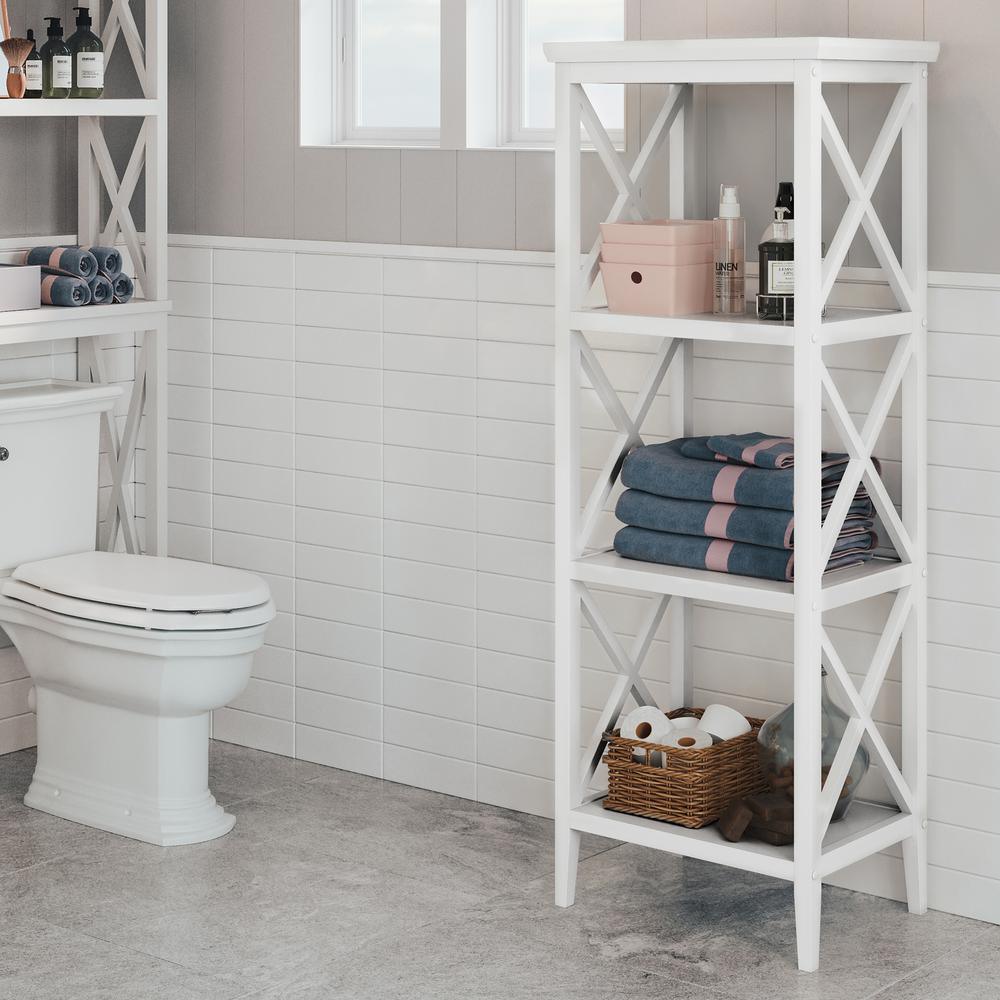 X-Frame 18.11 in. W Bathroom Towel Tower in White - Super Arbor