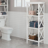 X-Frame 18.11 in. W Bathroom Towel Tower in White - Super Arbor
