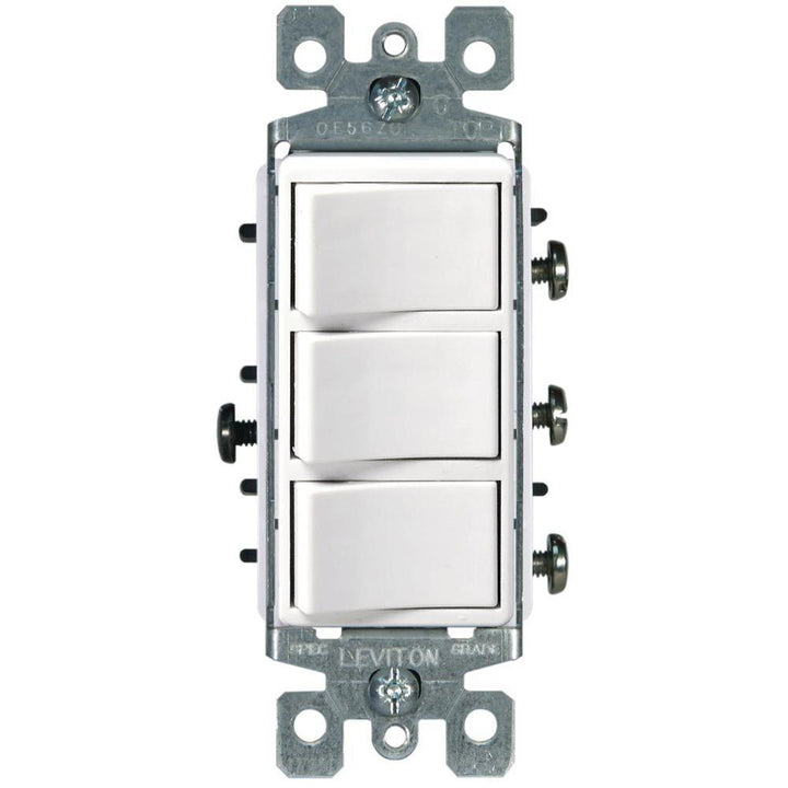 Decora 15 Amp 3-Rocker Combination Switch, White - Super Arbor