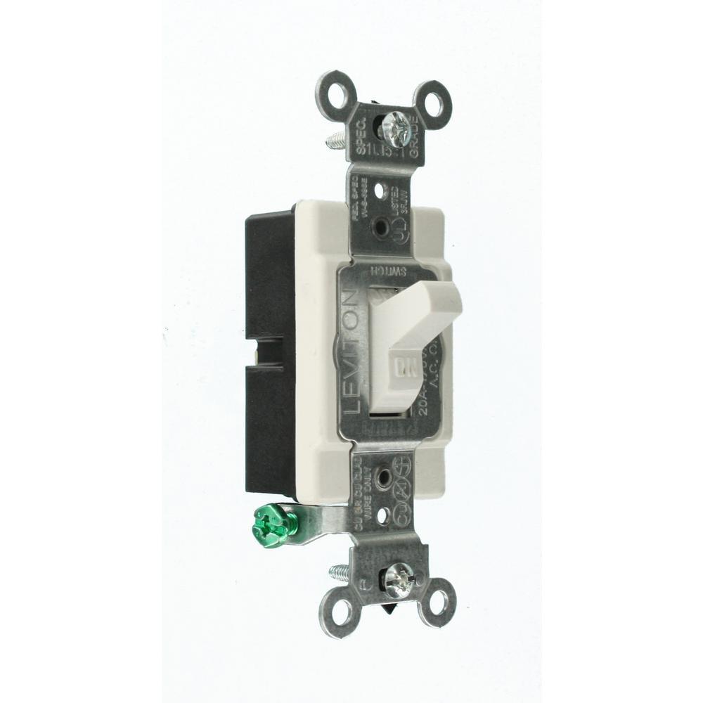 20 Amp Single-Pole AC Quiet Toggle Switch, White - Super Arbor