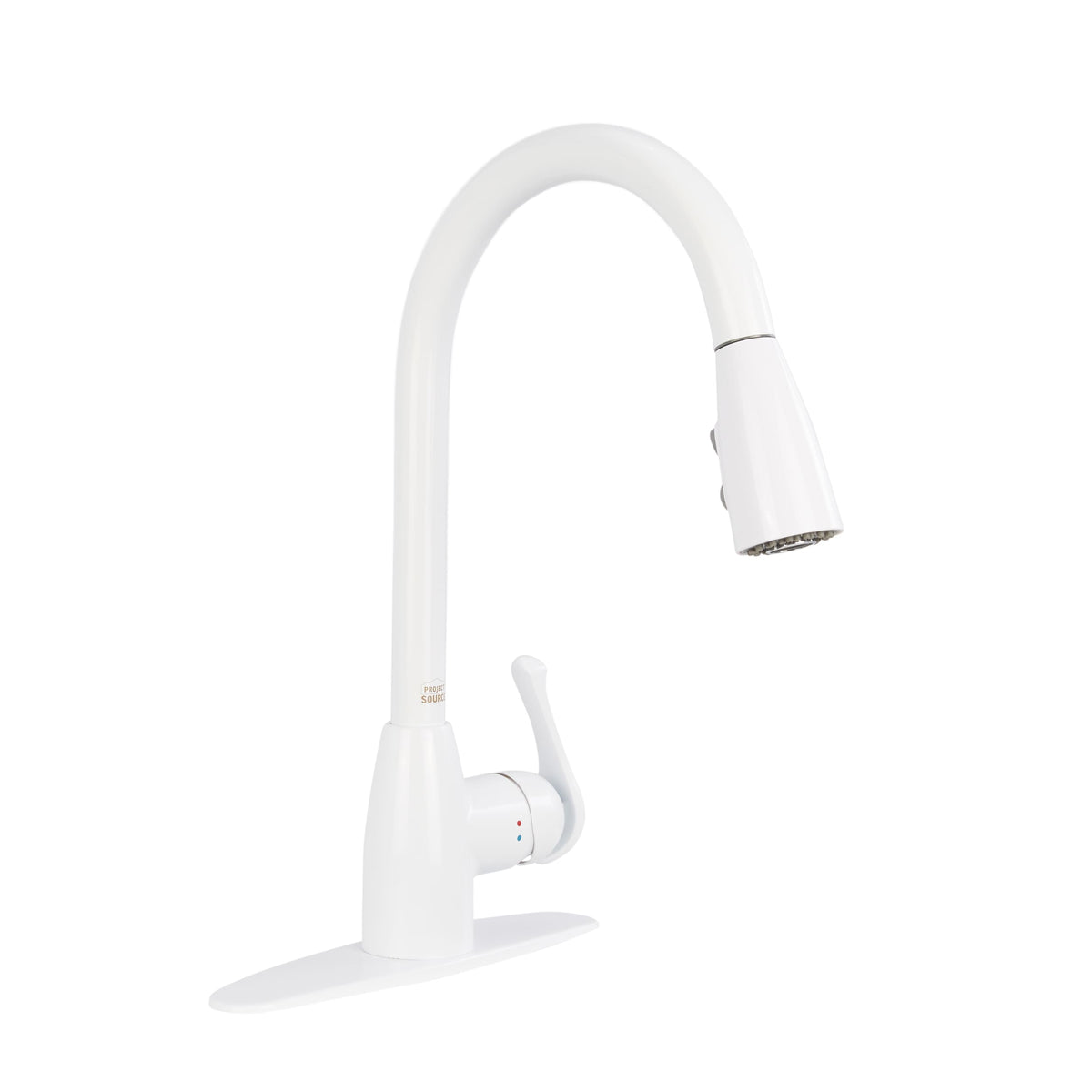 Project Source Tucker Stainless Steel 1-Handle Deck-Mount Pull-Down Kitchen Faucet with Sprayer (Deck Plate Included)