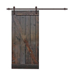 Z Series 42 in. x 84 in. Dark Coffee Stained Solid Knotty Pine Wood Interior Sliding Barn Door with Hardware Kit - Super Arbor