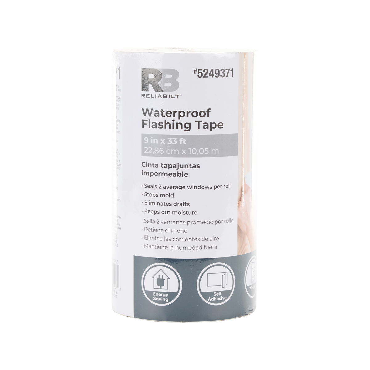 RELIABILT Self-Adhesive Waterproof Flashing Tape, 9 in x 33 ft, Silver Rubberized Asphalt Roll, 9-Pack