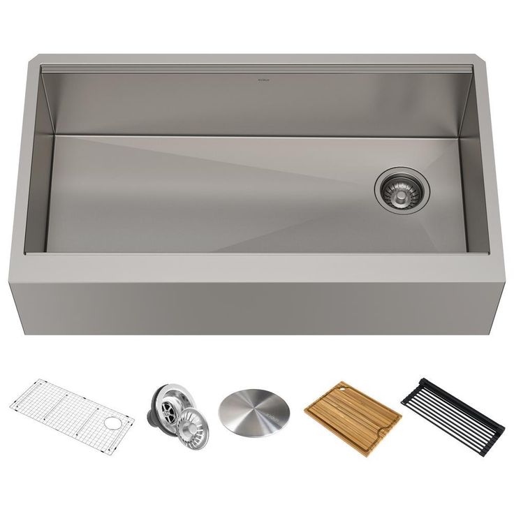 Kore Workstation Farmhouse/Apron-Front Stainless Steel 36 in. Single Bowl Kitchen Sink