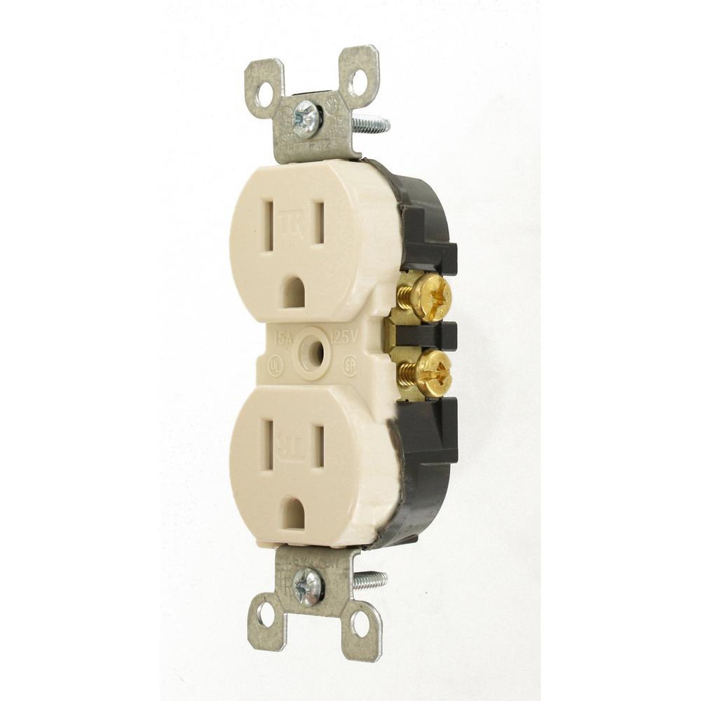 15 Amp Tamper Resistant Duplex Outlet, Light Almond - Super Arbor