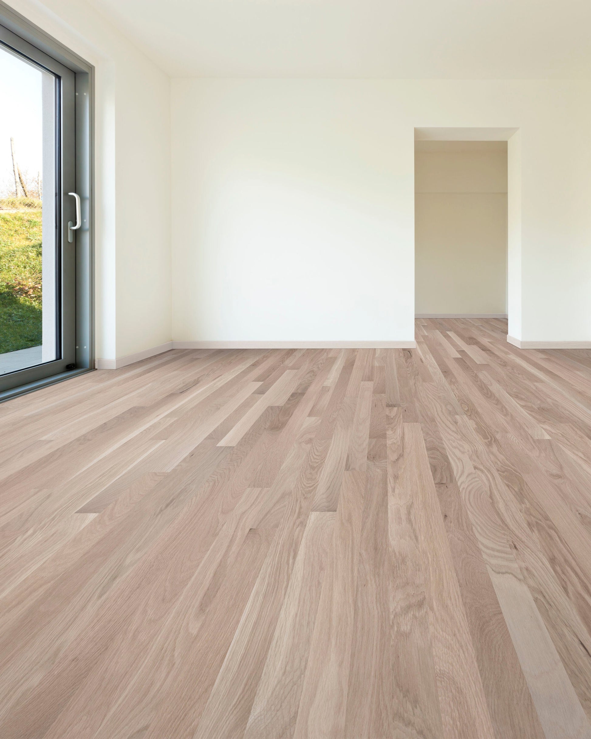 allen + roth White oak Unfinished Select hardwood flooring — installed room view