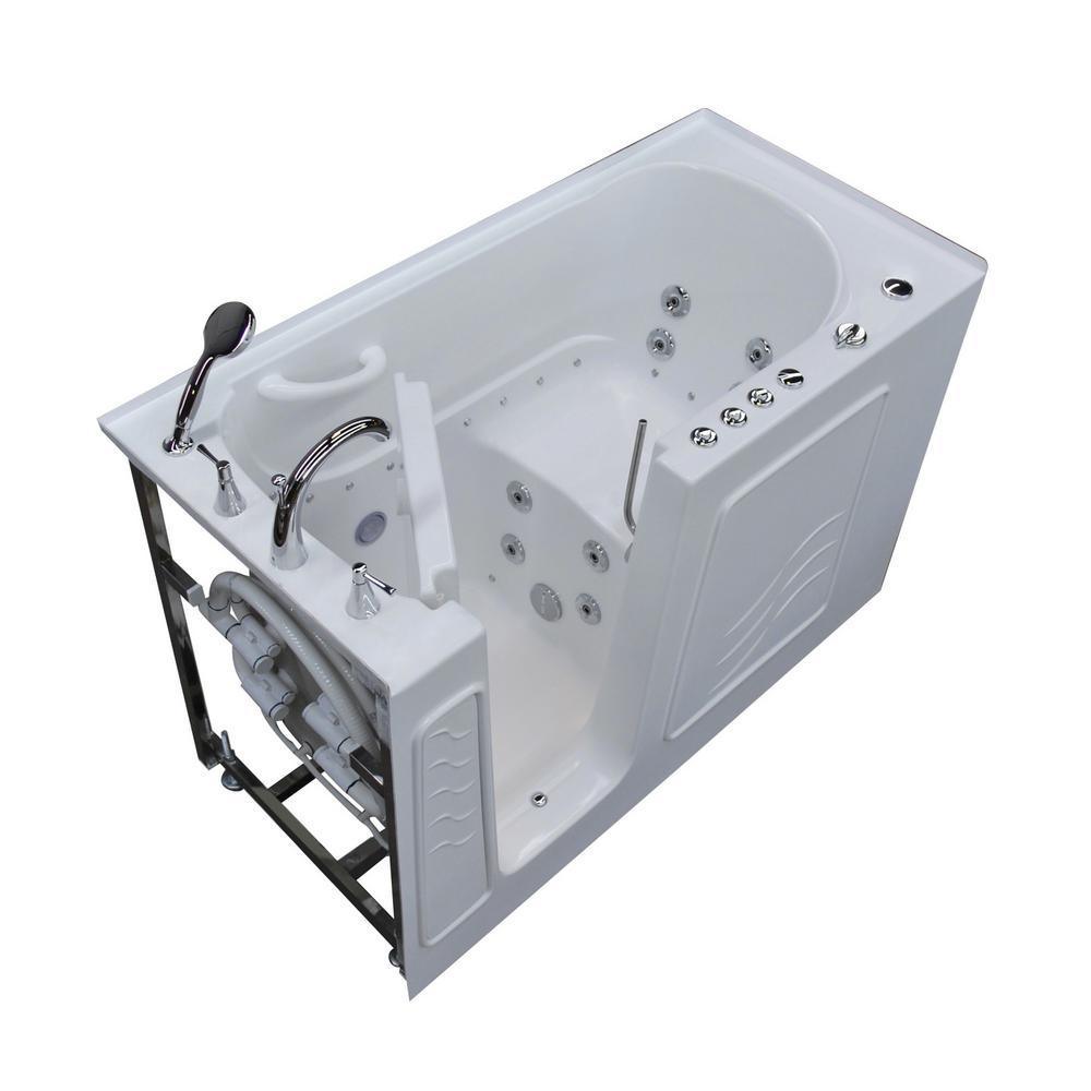 Universal Tubs 60 in. Walk-In Air Bath Tub in White with 1.28 GPF Single Flush Toilet