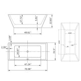 66.96 in. Acrylic Center Drain Rectangular Double Ended Flatbottom Freestanding Bathtub in Glossy Black - Super Arbor