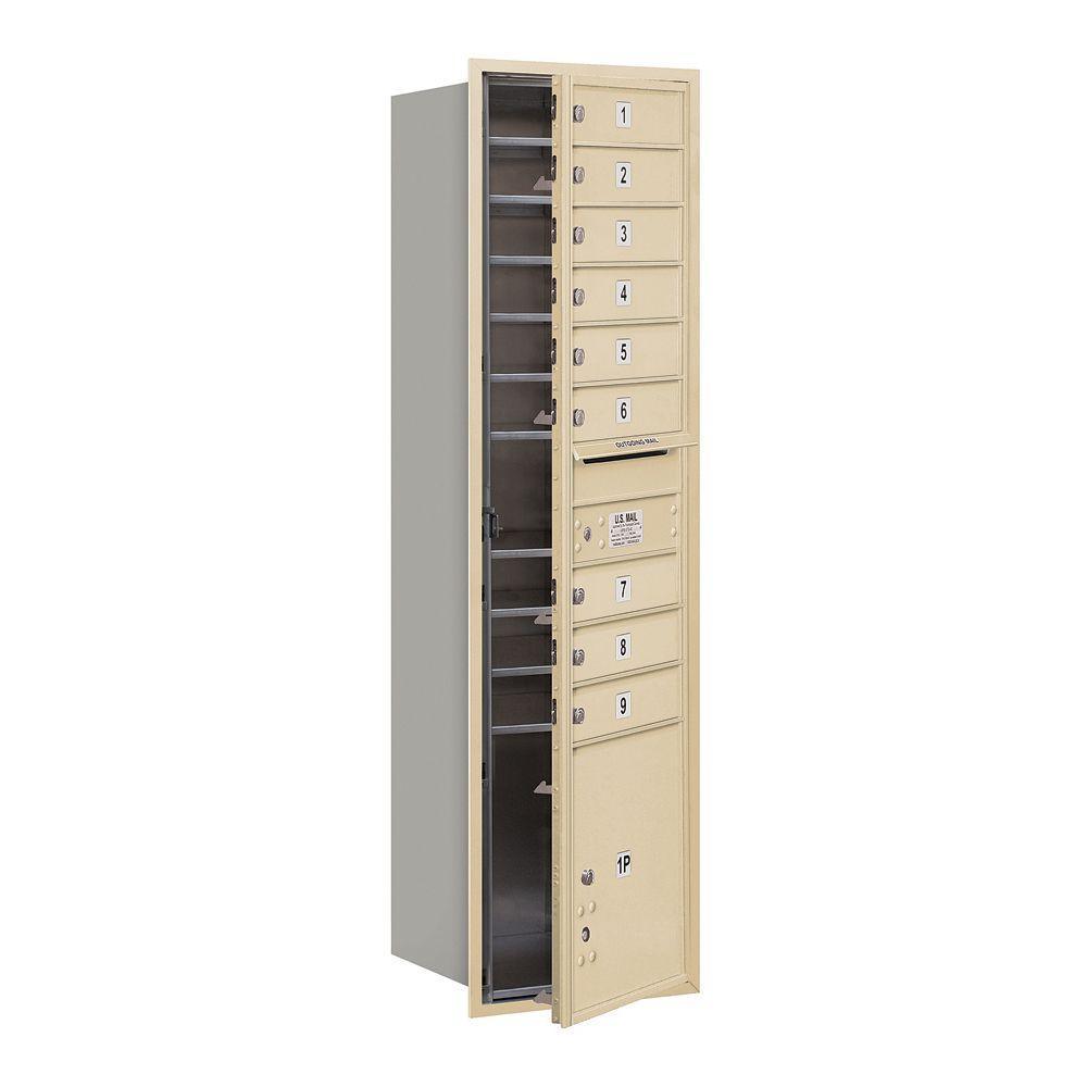 56-3/4 in. Max Height Unit Bronze Private Front Loading 4C Horizontal Mailbox with 9 MB1 Doors/1 PL - Super Arbor