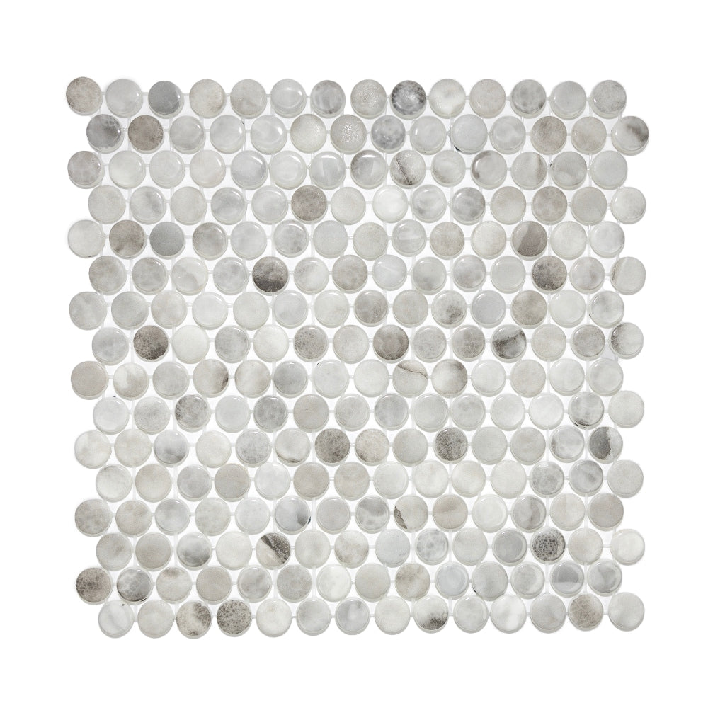 The Tile Life Eterna Penny Hermes 1-in x 1-in Multi-finish Glass Penny round Mosaic Floor and Wall Tile product image