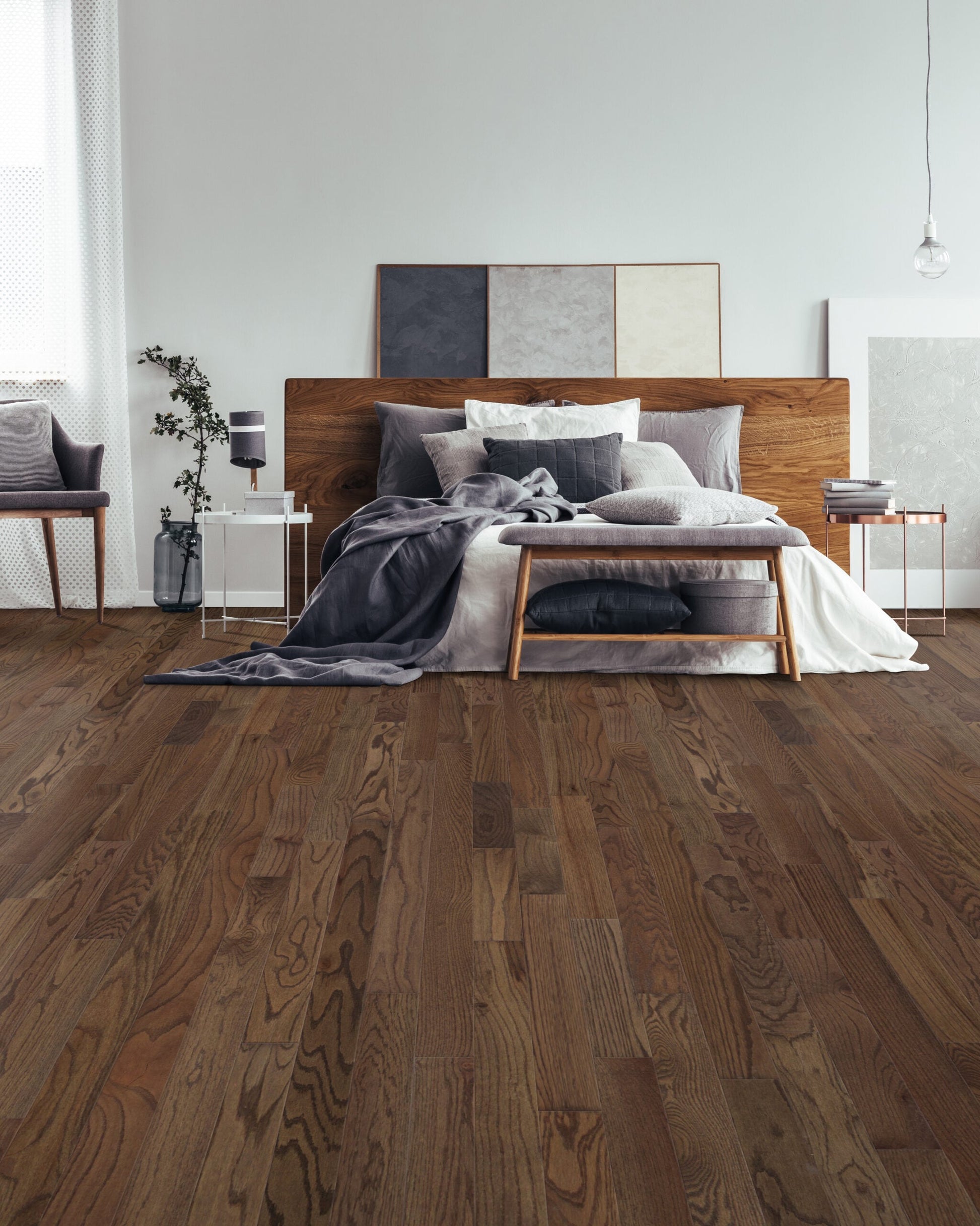 Beasley Red oak Riverbed hardwood flooring — installed room view