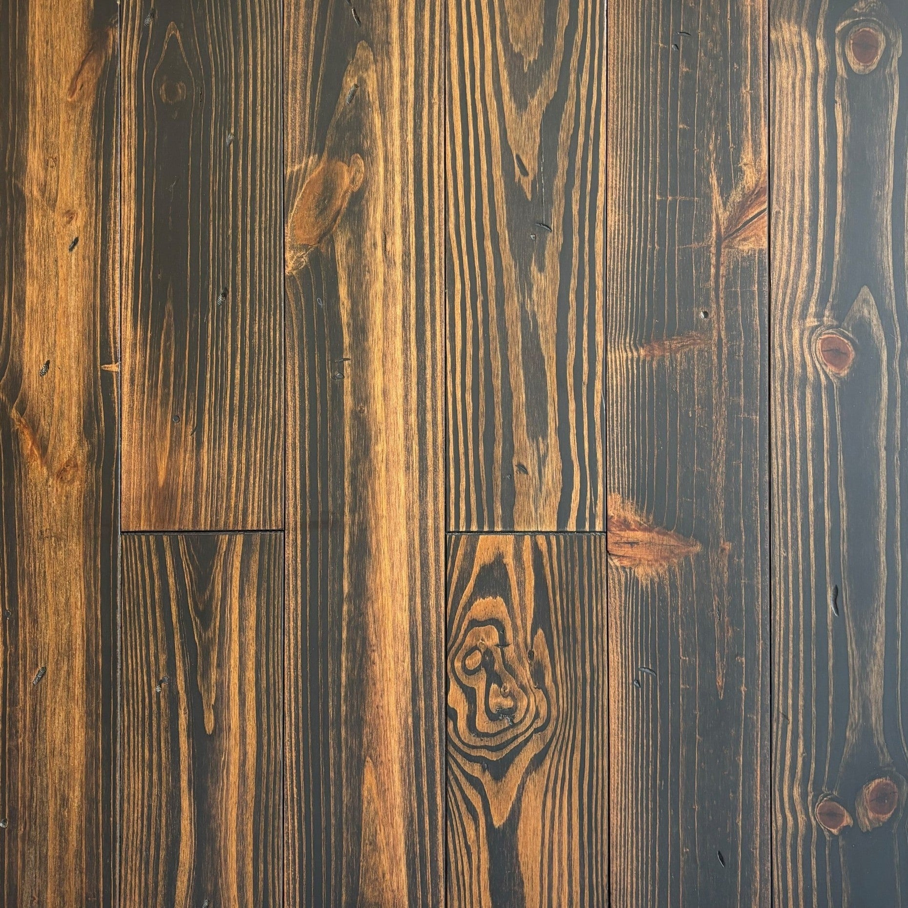 allen + roth Pine Burnt hardwood flooring — primary plank view