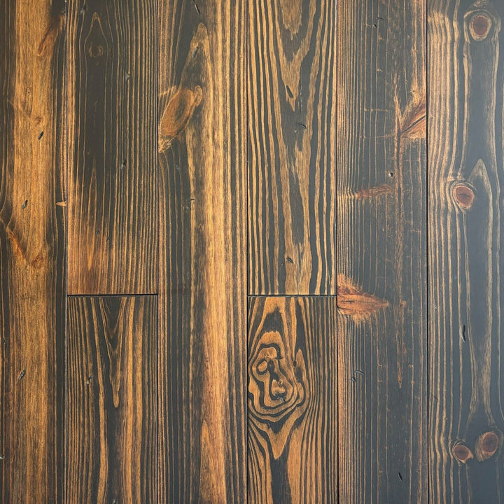 allen + roth Pine Burnt hardwood flooring — primary plank view